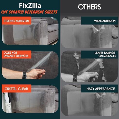 واقي أثاث FixZilla مزدوج الجوانب مضاد للخدش للأرائك - 10 أوراق لاصقة مزدوجة الجوانب لحماية الأريكة من مخالب القطط، مانع للخدش لزوايا الأريكة وحماية الأثاث in Kuwait