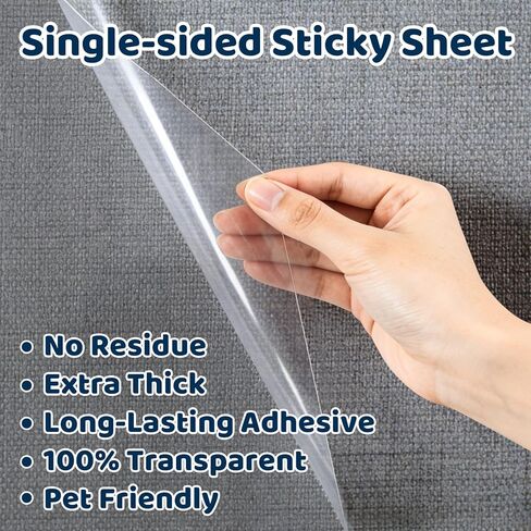 12PCS Symmu Anti Cat Scratch Furniture Protector, Heavy-Duty No-Residue Couch Protector from Cat Claws, Easy-to-Apply Clear Cat Couch Protector, Single-Sided Cuttable Sticky Sheets for Fabric Sofa in Kuwait