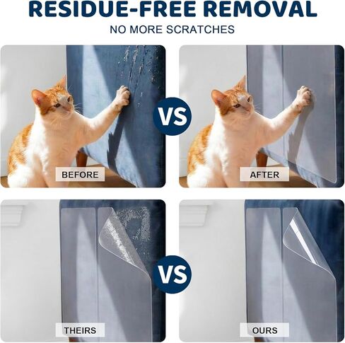12PCS Symmu Anti Cat Scratch Furniture Protector, Heavy-Duty No-Residue Couch Protector from Cat Claws, Easy-to-Apply Clear Cat Couch Protector, Single-Sided Cuttable Sticky Sheets for Fabric Sofa in Kuwait