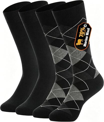 BISOUSOX Merino Wool Socks for Men, Wool Socks Mens Thin Warm Dress Crew Socks Birthday Gift for Men Dad Boyfriend in Saudi Arabia