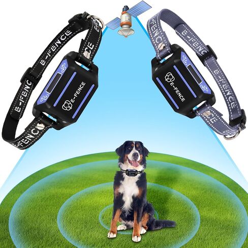 E-FENCE GPS Wireless Dog Collar Fence System,2 Pack Electric Dog Shock Collar Fence,Pet Containment System Rechargeable,Outdoor Use Only in Kuwait