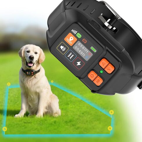 نظام سياج الكلب اللاسلكي GPS، سياج كهربائي مخصص للكلاب المتوسطة والكبيرة، طوق كلب GPS مزدوج الوضع، نطاق نصف قطره 6561FT، قابل لإعادة الشحن IPX7 مقاوم للماء، الاستخدام الخارجي - لا يلزم الاشتراك in Kuwait