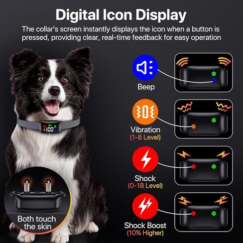 Shock Collar for Dogs, Rechargeble Dog Shock Collar with Remote Control for Medium Large Dogs 40-120lbs, IP68 Waterproof Dog Training Collar with Beep Vibration and Static in Kuwait