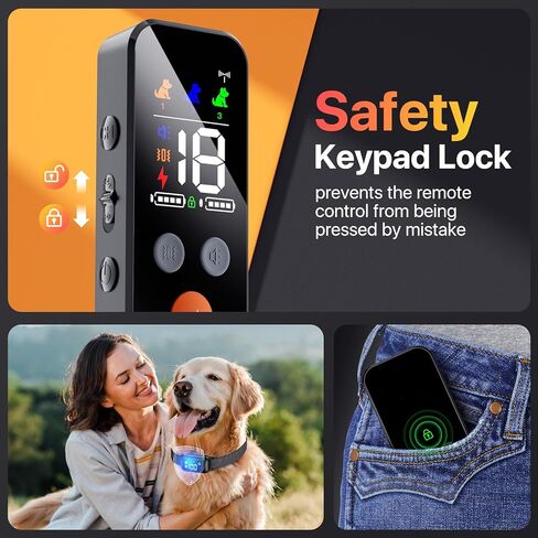 Shock Collar for Dogs, Rechargeble Dog Shock Collar with Remote Control for Medium Large Dogs 40-120lbs, IP68 Waterproof Dog Training Collar with Beep Vibration and Static in Kuwait