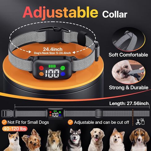 Shock Collar for Dogs, Rechargeble Dog Shock Collar with Remote Control for Medium Large Dogs 40-120lbs, IP68 Waterproof Dog Training Collar with Beep Vibration and Static in Kuwait