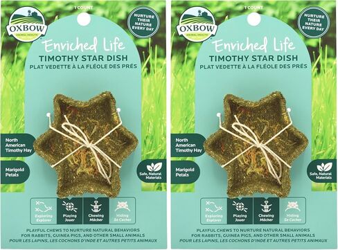 Oxbow Enriched Life Timothy Star Dish, Timothy Hay Chew, Small Animal Toy for Rabbits, Guinea Pigs, Hamsters, Gerbils, and Chinchillas, Enrichment Accessory, Safe Chew Toy, Hay Play Dish in Kuwait
