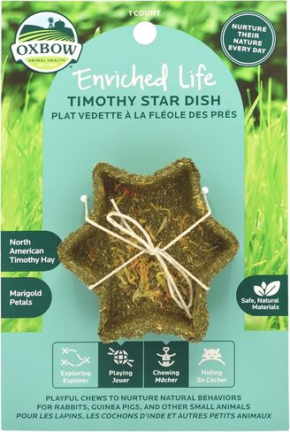 Oxbow Enriched Life Timothy Star Dish, Timothy Hay Chew, Small Animal Toy for Rabbits, Guinea Pigs, Hamsters, Gerbils, and Chinchillas, Enrichment Accessory, Safe Chew Toy, Hay Play Dish in Saudi Arabia