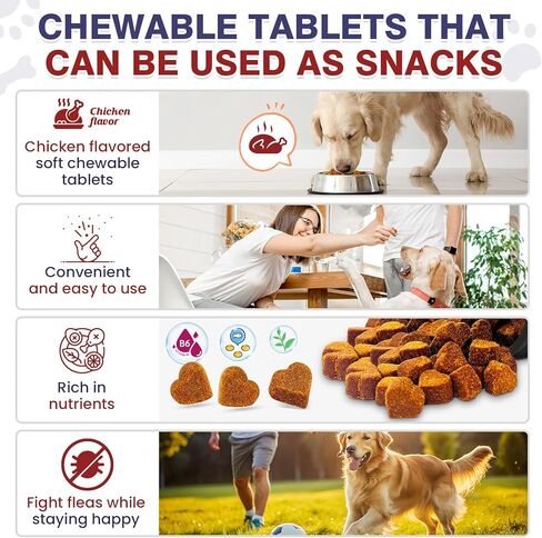 Flea and Tick Prevention for Dogs Chewable Omega Skin and Coat Chews for Dogs Natural Pet Oral Flea Chewables Increase Hair Shine Nutritional Supplements 200 Soft All Breeds Ages Chicken Flavor in Saudi Arabia