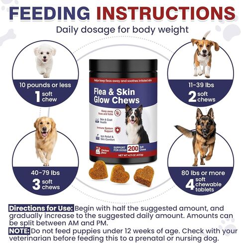 Flea and Tick Prevention for Dogs Chewable Omega Skin and Coat Chews for Dogs Natural Pet Oral Flea Chewables Increase Hair Shine Nutritional Supplements 200 Soft All Breeds Ages Chicken Flavor in Saudi Arabia