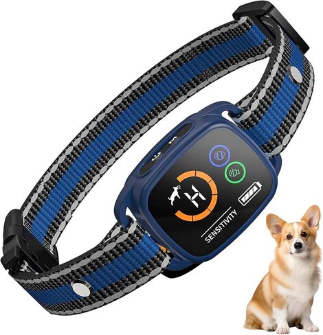 Bark Collar for Small Dogs,No Shock Anti Bark Collar with 3 Adjustable Modes Beep&Vibration,Barking Collar with 6 Adjustable Sensitivity Rechargeable Smart Training Collar (Blue) in Kuwait