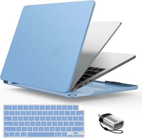 IBenzer متوافق مع حافظة MacBook Air 15 بوصة الجديدة 2024 2023 M3 A3114 M2 A2941، حافظة صلبة وغطاء لوحة مفاتيح ومحول من النوع C لجهاز Mac Air 15.3 بوصة شاشة Retina ومعرف اللمس، CrystalClear، AT15-CYCL+1TC in Saudi Arabia