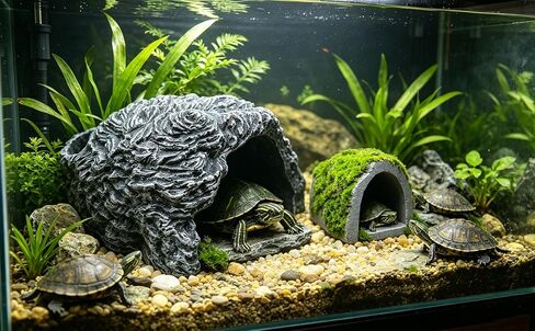 Reptile Hideout 2-Pack – Natural Wood-Look Resin Caves for Bearded Dragons, Tortoise, Snakes, Geckos & Lizards | Parent-Child Size Set (Large + Small) for Multi-Pet Terrariums in Kuwait
