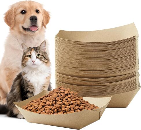 100pcs Disposable Cat Dog Food Bowls, 2Lb Disposable Pet Food Bowl, Paper Food Trays for Wet, Dry Food and Water, 16 oz Feeding Bowl for Puppy, Small Dog, Medium Dog, Cat in Kuwait