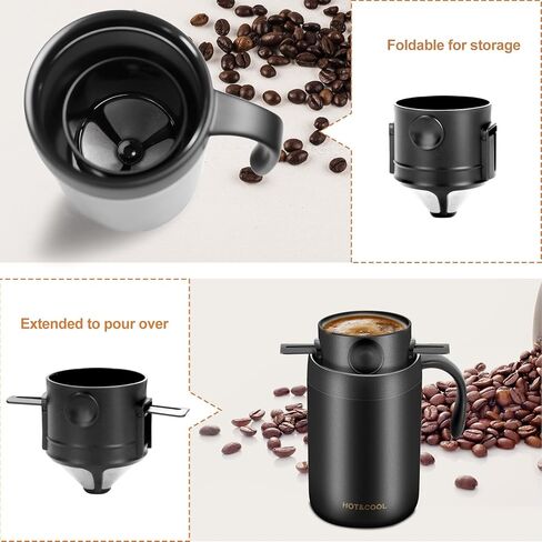 MACIFECI 16oz صانع القهوة للتخييم، صب فوق صانع القهوة، وعاء قهوة للتخييم، صانع القهوة المحمول للسفر، مكاتب التخييم، الظهر في الهواء الطلق in Kuwait