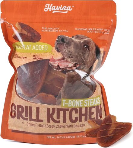 Havira BBQ Dog Treats Single Rib 15 Count, Grill-Shaped Rawhide Free Dog Chews Bone, Easily Digestible, for All Life Stages in Saudi Arabia