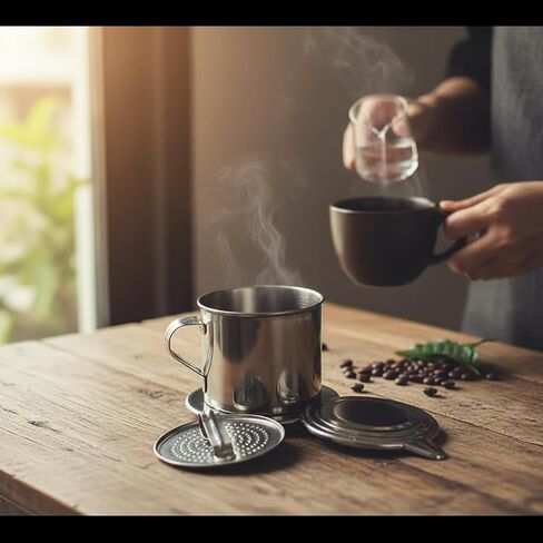 الفضة الفيتنامية القهوة تصفية الفولاذ المقاوم للصدأ إبريق قهوة بالتنقيط غرس كوب تخمير إبريق الشاي لا حاجة ورقة بالتنقيط إبريق قهوة آلة تصفية in Kuwait