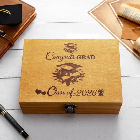 Graduation Box Graduation Keepsake Wood Box Engraving Graduation Cap Graduation Gift for Him Memories Class of 2024 Keepsake Congrats Grad Box for Graduate High School College Party in Saudi Arabia