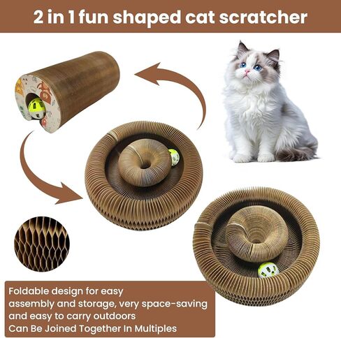 Corrugated Paper Cat Scratcher Track with Rolling Ball - Scratch-Resistant, Interactive, Pet-Safe for Feline Play & Claw Care in Kuwait