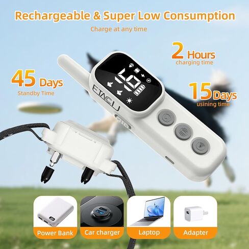 ETACCU Shock Collar for Dogs,Waterproof Dog Training Collar with Remote Control,4 Training Modes：Beep, Vibration, Safe Static,LED,Rechargeable Adjustable for 5-150lbs Small Medium Large Dogs in Kuwait
