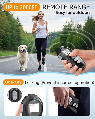 Dog Training Collar with Remote for Dogs, Waterproof IPX7 E Collar, Beep Vibration Modes, Safe Humane Training, 2000FT Range, Rechargeable Battery, for Small Medium Large Dogs 10–120 lbs (Black) in Kuwait