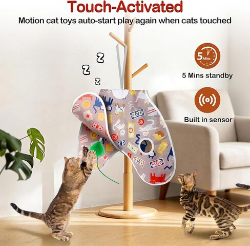 ألعاب تفاعلية للقطط متحركة ريش مخفي ألعاب للقطط تعمل بالحركة مثبتة على الحائط لعبة هريرة معلقة مع ماوس حقيقي صار in Kuwait