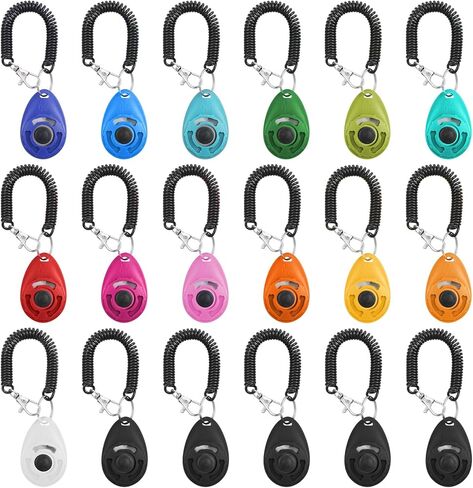 18 Pieces Dog Clicker for Training, Pet Training Clicker Set with Wrist Strap Clickers Trainer for Dogs Cats Puppy Birds Horses Behavioral Training (Multicolor) in Kuwait