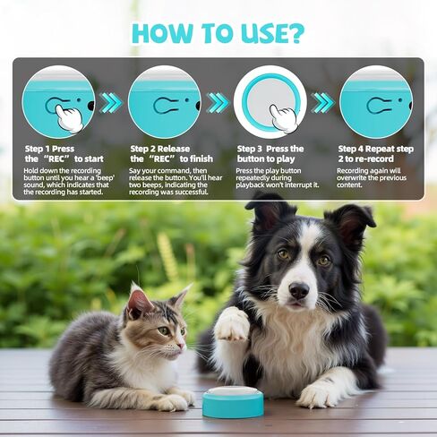 Voice Recording Button, Talking Buttons for Pet Communication, 24 Seconds Record & Playback, Set of 2 Recordable Buttons for Dog, Cat, Pet Training, Funny Gift for Home、Classroom、Party, Blue in Kuwait
