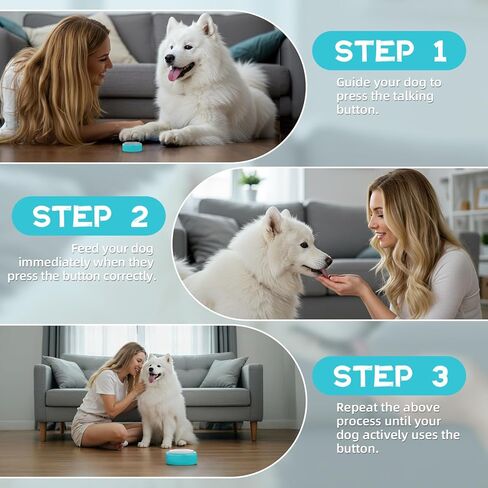 Voice Recording Button, Talking Buttons for Pet Communication, 24 Seconds Record & Playback, Set of 2 Recordable Buttons for Dog, Cat, Pet Training, Funny Gift for Home、Classroom、Party, Blue in Kuwait