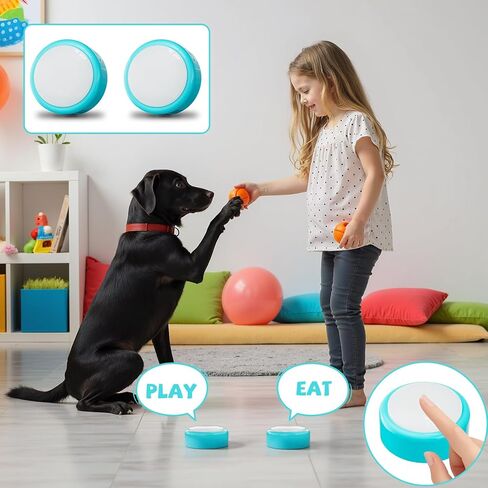 Voice Recording Button, Talking Buttons for Pet Communication, 24 Seconds Record & Playback, Set of 2 Recordable Buttons for Dog, Cat, Pet Training, Funny Gift for Home、Classroom、Party, Blue in Kuwait