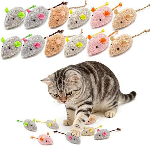 12 Pack Mouse Toys for Cats,Catnip Toy Mouse, Plush Mice Toys for Cats, Cat Nip Mice for Indoor Cat, Kitten Plushie Engaged Entertained Interactive Exercise Kicker Chew Fetch Toy (Value Bulk) in Kuwait