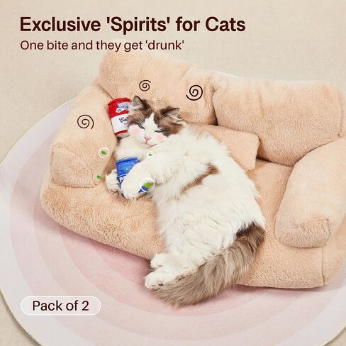 Potaroma Beer-Simulation Cat Toys 2Pcs Catnip Crinkly Sound Toy, Durable Kitten Bite Kicker Toys, Indoor Feline Exercise 4.0 Inches for All Breeds in Kuwait