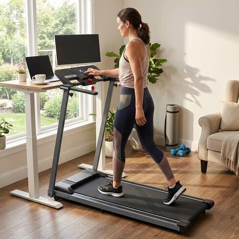 Folding Walking Pad Treadmill for Home Office, Compact Electric Treadmill with Walking pad Treadmill 2.5HP Motor and 0.5-7.5MPH Speed Range, Incline Folding Walking pad Treadmill F in Kuwait