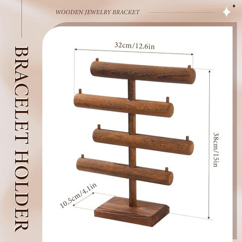 Geelin 4 Tier Bracelet حامل الحامل عرض مخصص الأساور الخشبية T-bar منظم العروض للعروض ، وبرج Storage Storage Tower للاشتراك في قلادة وساعات Bangle Scrunchie in Saudi Arabia