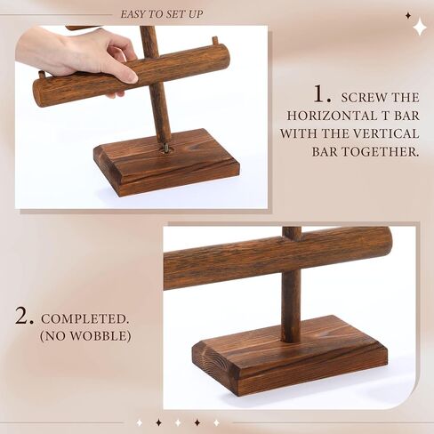 Geelin 4 Tier Bracelet حامل الحامل عرض مخصص الأساور الخشبية T-bar منظم العروض للعروض ، وبرج Storage Storage Tower للاشتراك في قلادة وساعات Bangle Scrunchie in Saudi Arabia