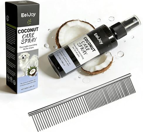 Coconut Care Spray for Pets, Nourishing Fur Oil with Comb, Moisturizing & Detangling Spray for Dogs & Cats, Natural Coconut Oil for Dry Skin & Shiny Coat, 100ml/3.38 fl oz in Kuwait