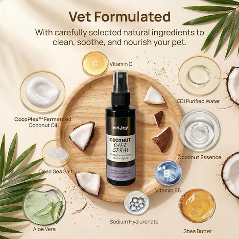 Coconut Care Spray for Pets, Nourishing Fur Oil with Comb, Moisturizing & Detangling Spray for Dogs & Cats, Natural Coconut Oil for Dry Skin & Shiny Coat, 100ml/3.38 fl oz in Kuwait