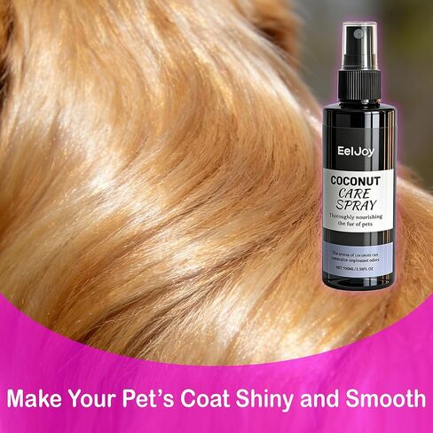 Coconut Care Spray for Pets, Nourishing Fur Oil with Comb, Moisturizing & Detangling Spray for Dogs & Cats, Natural Coconut Oil for Dry Skin & Shiny Coat, 100ml/3.38 fl oz in Kuwait