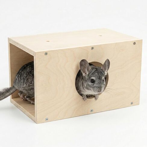 Chinchilla Hanging Wooden Tunnel Toys, Small Animals Tubes Tunnel Habitat, Chinchilla Squirrel Guinea Pig Rat Cage Accessories (Brown-B) in Kuwait