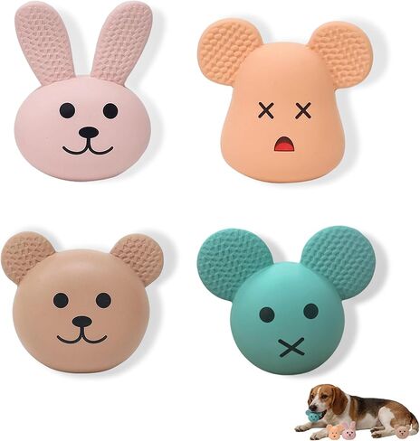Deeow Funny Face Latex Dog Balls 3 Pack, 3 in 1 Squeaky Emoji Dog Toys for Small Medium Dogs, Cute Cartoon Expression Puppy Chew Toys, Soft Rubber Interactive Pet Toys for Indoor Play & Teething in Saudi Arabia