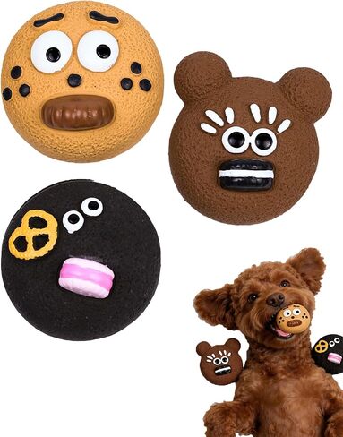 Deeow Funny Face Latex Dog Balls 3 Pack, 3 in 1 Squeaky Emoji Dog Toys for Small Medium Dogs, Cute Cartoon Expression Puppy Chew Toys, Soft Rubber Interactive Pet Toys for Indoor Play & Teething in Saudi Arabia