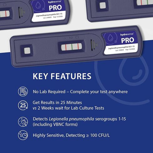 مجموعة اختبار المياه PRO Ultra Legionella، حساسية 100 CFU/L، نتائج خلال 25 دقيقة، استخدام مرة واحدة in Kuwait