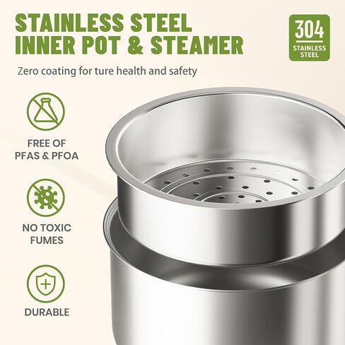 20 Cup Cooked (10 cup uncooked) Rice Cooker with 8 Functions, Healthy Cooking Stainless Steel Pot & Steamer, Removable Inner Cover, Stainless Steel Silver in Saudi Arabia