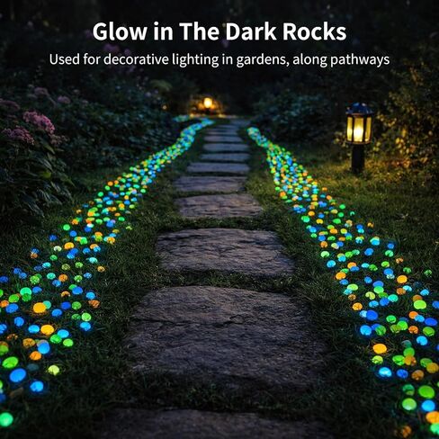 750 Pcs Glow in The Dark Rocks, 1.1 in Garden Pebbles, Decorative Aquarium Gravel, Safe Plastic Luminous Stones for Fish Tank, Garden, Plant, DIY Decoration in Kuwait