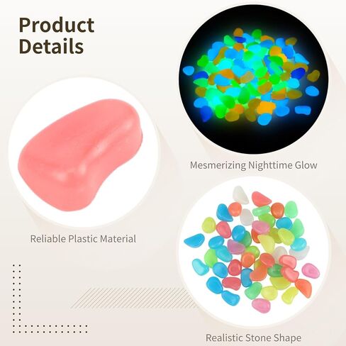 750 Pcs Glow in The Dark Rocks, 1.1 in Garden Pebbles, Decorative Aquarium Gravel, Safe Plastic Luminous Stones for Fish Tank, Garden, Plant, DIY Decoration in Kuwait