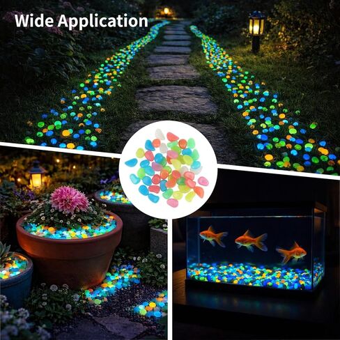 750 Pcs Glow in The Dark Rocks, 1.1 in Garden Pebbles, Decorative Aquarium Gravel, Safe Plastic Luminous Stones for Fish Tank, Garden, Plant, DIY Decoration in Kuwait