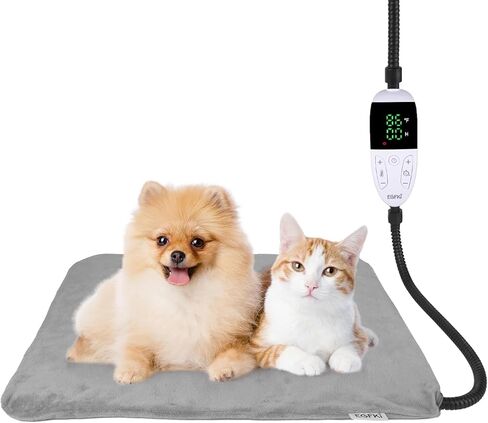 Pet Heating Pad for Cats & Small Dogs with 12 Adjustable Temperature, Waterproof & Chew Resistant Cat Heating Pad with Timer, Heated Cat Bed with Fleecy Cover (S: 20" x 16") in Saudi Arabia