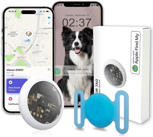 جهاز تعقب GPS للكلاب، جهاز تعقب صغير للحيوانات الأليفة بنظام GPS مع غطاء سيليكون، جهاز تعقب GPS مقاوم للماء IPX8 للأطفال، بدون رسوم شهرية، يعمل مع Apple Find My (iOS فقط)، جهاز تعقب الكلاب Pets-YGPink-3 in Kuwait