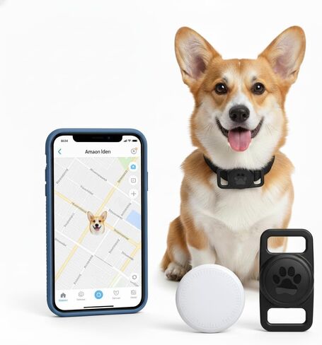 Smart Pet Location Tag with Holder – No Monthly Fee, Compatible with Apple Find My (iOS Only), Lightweight Anti-Lost Locator for Pets, Bags, and Personal Items in Kuwait