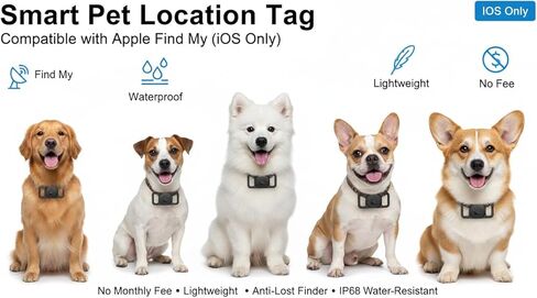 Smart Pet Location Tag with Holder – No Monthly Fee, Compatible with Apple Find My (iOS Only), Lightweight Anti-Lost Locator for Pets, Bags, and Personal Items in Kuwait