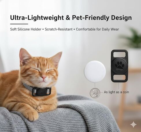 Smart Pet Location Tag with Holder – No Monthly Fee, Compatible with Apple Find My (iOS Only), Lightweight Anti-Lost Locator for Pets, Bags, and Personal Items in Kuwait